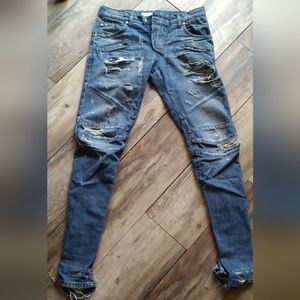 Pierre Balmain Light Blue Distressed-Effect Denim Jeans